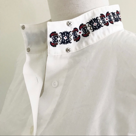 Pendleton Embroidered Collar Button Up Long Sleeve Dress Shirt White XL - Picture 3 of 7